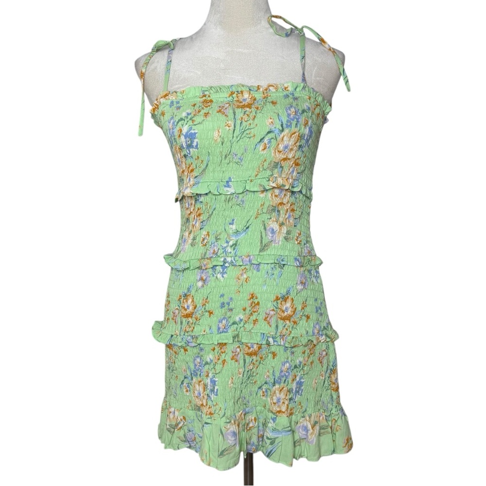 NWT American Eagle‎ Smocked Green Floral Summer Dress Size Medium